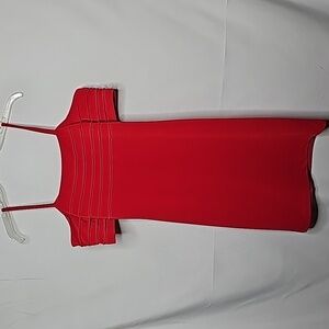 Hugo Buscati Vintage Y2K red off the shoulder stretch bodycon dress sz Small